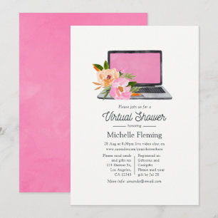 Watercolor Wildblommor Vår Virtuell Baby Shower Inbjudningar