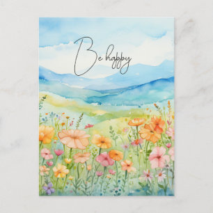 Watercolor Wildblommor Vykort