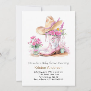 Watercolor Wildblommor Western Baby Shower Inbjudningar