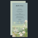 Watercolor WildblomMountain Ligcape Bröllop Meny<br><div class="desc">En vacker vildblomma och ett bergslandskap i bröllop. En unik design som användor vitvattenfärgsväxtbotanik och ett vattenfärgsbergslandskap i bakgrunden. En modern blommigt för vild med berg och floder vid sjöar. Ett elegant bröllop-menykort med modernt inslag. Det finns också möjlighet att matcha bröllopsinbjudningar och andra artiklar i kontorsartiklar.</div>