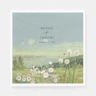 Watercolor WildblomMountain Ligcape Bröllop Pappersservett