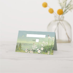 Watercolor WildblomMountain Ligcape Bröllop Placeringskort