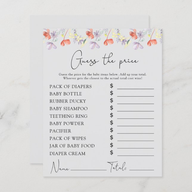 Watercolor WildblommPris Gissa spel (Fram/baksida)