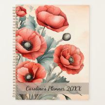 Watercolor WildblommRed Poppies, sommartid