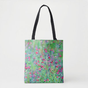 Watercolor WildblommRosa Blommigt Art Tote Bag Tygkasse