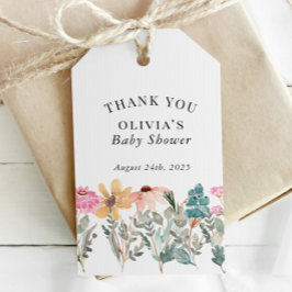 Watercolor WildblommShower eller favorittagg för f Presentetikett
