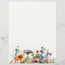 Watercolor Wildblommstationery, Journal Papper