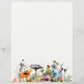 Watercolor Wildblommstationery, Journal Papper