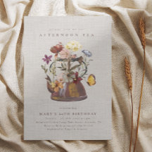 Watercolor WildblommTea Party Birthday