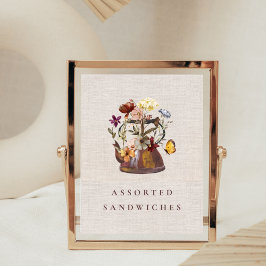 Watercolor WildblommTea Party Vintage Food Sign Poster