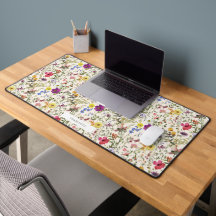 Watercolor Wildbloms Blommigtar Desk Mat