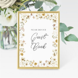 Watercolor Wildbloms Bröllop Guest Bok-tecken