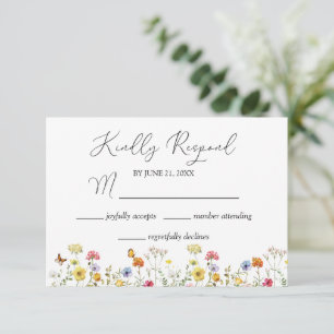 Watercolor Wildbloms & Butterflies Botanical OSA Kort