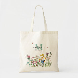 Watercolor Wildbloms Insektra Blommigt Vår Garden Tygkasse