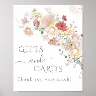 Watercolor Wildbloms Lila Vår Möhippa-gåva Poster