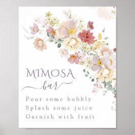 Watercolor Wildbloms Lila Vår Möhippa mimosa Poster
