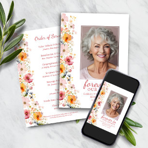 Watercolor Wildbloms Memorial Service Program