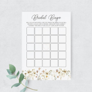 Watercolor Wildbloms Möhippa Bingo Game Card Inbjudningar