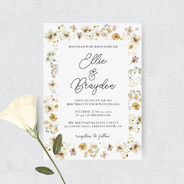 Watercolor Wildbloms Ram bröllopsinbjudan Inbjudningar