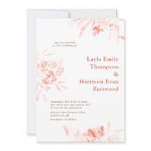 Watercolor Wildbloms rosa blommoms Bröllop inbjuat