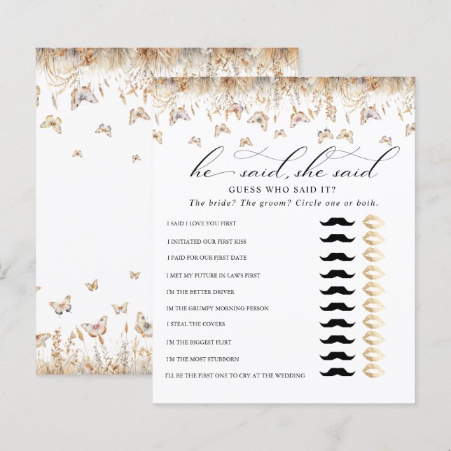 Watercolor Wildbloms Whimsical Möhippa Game (Fram/baksida)