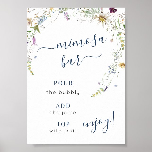 Watercolor Wildblomskript Mimosa Pub-tecken Poster (Framsidan)