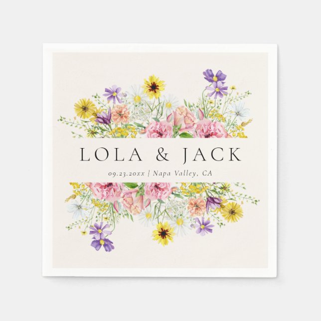 Watercolor Wildblomskugga Pappersservett (Framsidan)