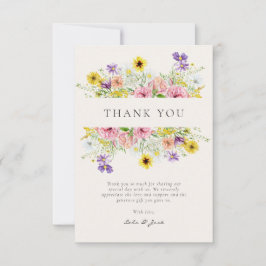 Watercolor Wildblomskugga Tack Kort