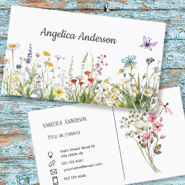 Watercolor Wildblomskugga Visitkort