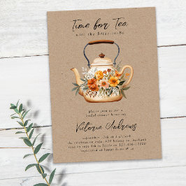 Watercolor WildblomTea Party Möhippa Inbjudningar