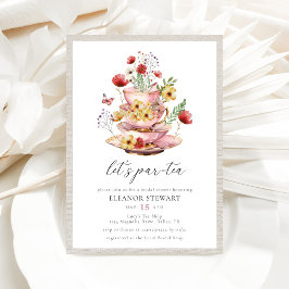 Watercolor WildblomTea Party Möhippa Inbjudningar