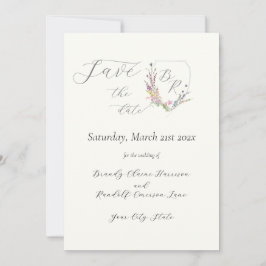 Watercolor WildblomVapensköld Spara Datumet