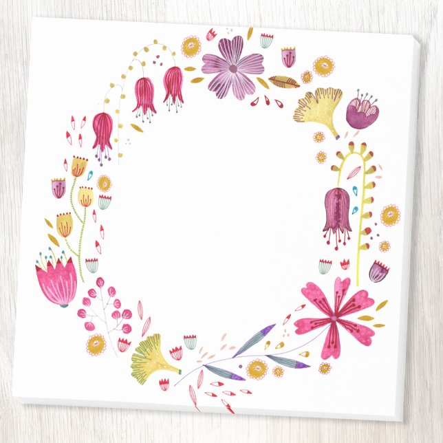 Watercolor WildblomWandeans Post-it Block (Watercolor wildflower wreath post it notes)