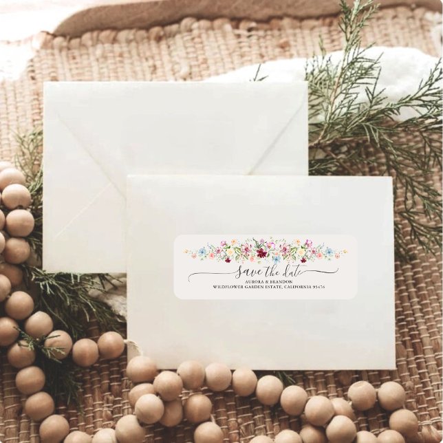 Watercolor Wildflower Boho Garden Wedding  Returadress Etikett (Skapare uppladdad)