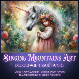 Watercolor Wildflower Fantasy Unicorn Decoupage