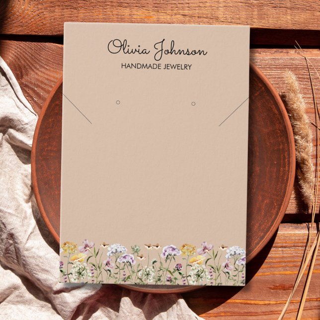Watercolor Wildflower Garden Jewelry Display Card Visitkort (Close up 1)