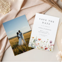 Watercolor Wildflower Garden Photo Wedding Spara Datumet