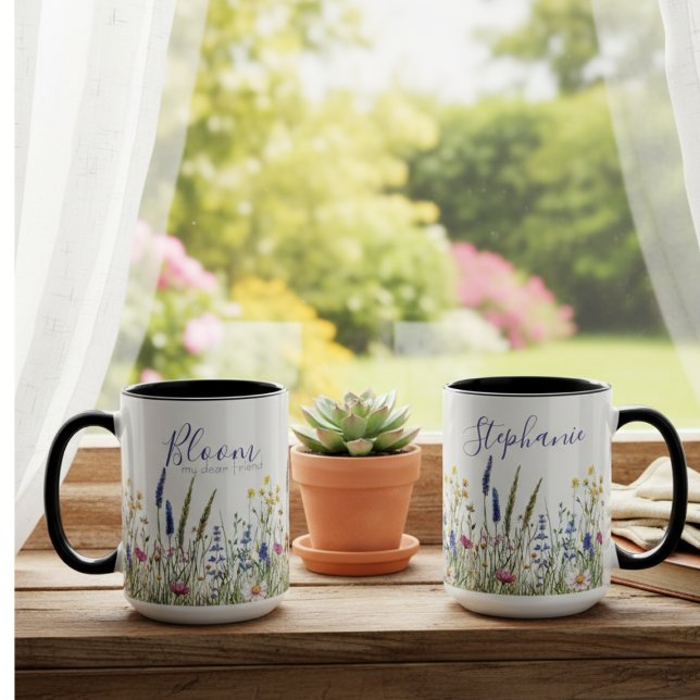Watercolor Wildflower Meadow "Bloom" Mugg (Watercolor Wildflower Meadow "Bloom" Mug)