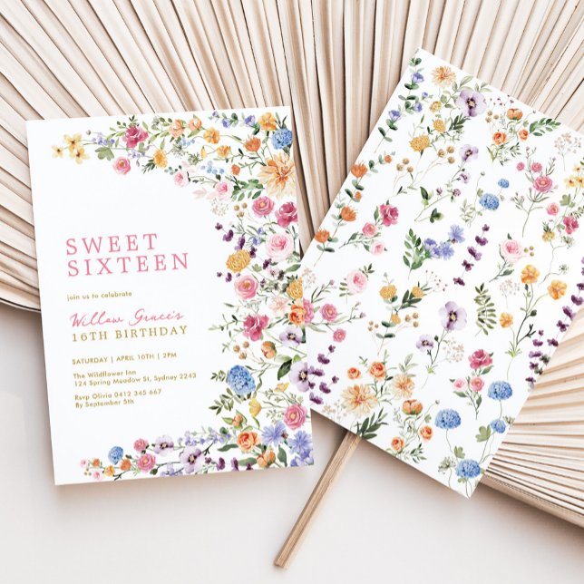 Watercolor Wildflower Meadow Sweet 16 Inbjudningar (Skapare uppladdad)