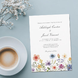 Watercolor Wildflower Pretty Spring Garden Wedding Inbjudningar