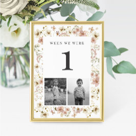 Watercolor Wildflower Wedding Age Table Number Bordsnummer
