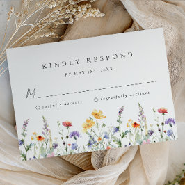 Watercolor Wildflower Wedding RSVP Card OSA Kort