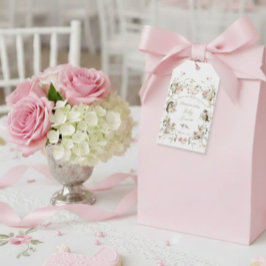 Watercolor Wildflower Woodland Animals Baby Shower Presentetikett