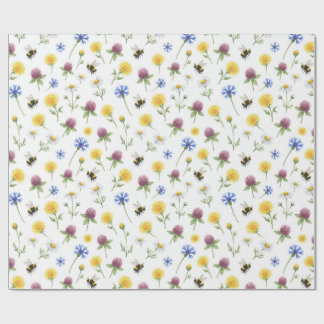 Watercolor Wildflowers and Honeybees  Presentpapper