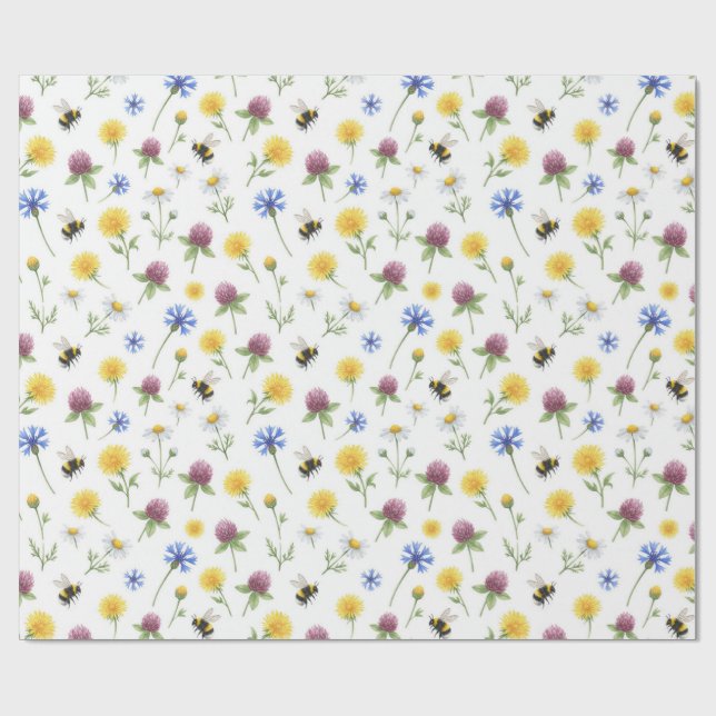 Watercolor Wildflowers and Honeybees  Presentpapper (Platt)