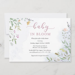 Watercolor Wildflowers Baby Shower Invitation Inbjudningar