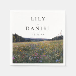 Watercolor Wildflowers Floral Meadow Wedding Pappersservett