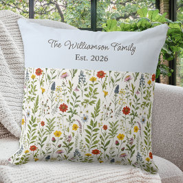 Watercolor Wildflowers Pattern Personalized Kudde