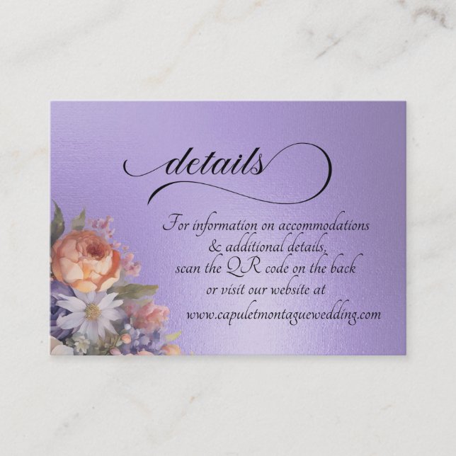 Watercolor Wildflowers, QR Code - Blue Lilac Tilläggskort (Framsida)