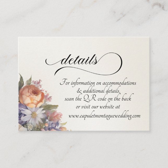 Watercolor Wildflowers, QR Code - Ivory Tilläggskort (Framsida)